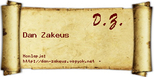 Dan Zakeus névjegykártya